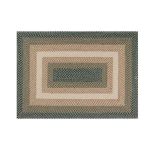 Woodbridge Braid Collection Green 20" x 30" Rectangle 100% Wool Reversible Indoor Area Rug