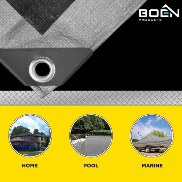 10' x 12' Heavy-Duty Silver and Black Polyethylene Tarp