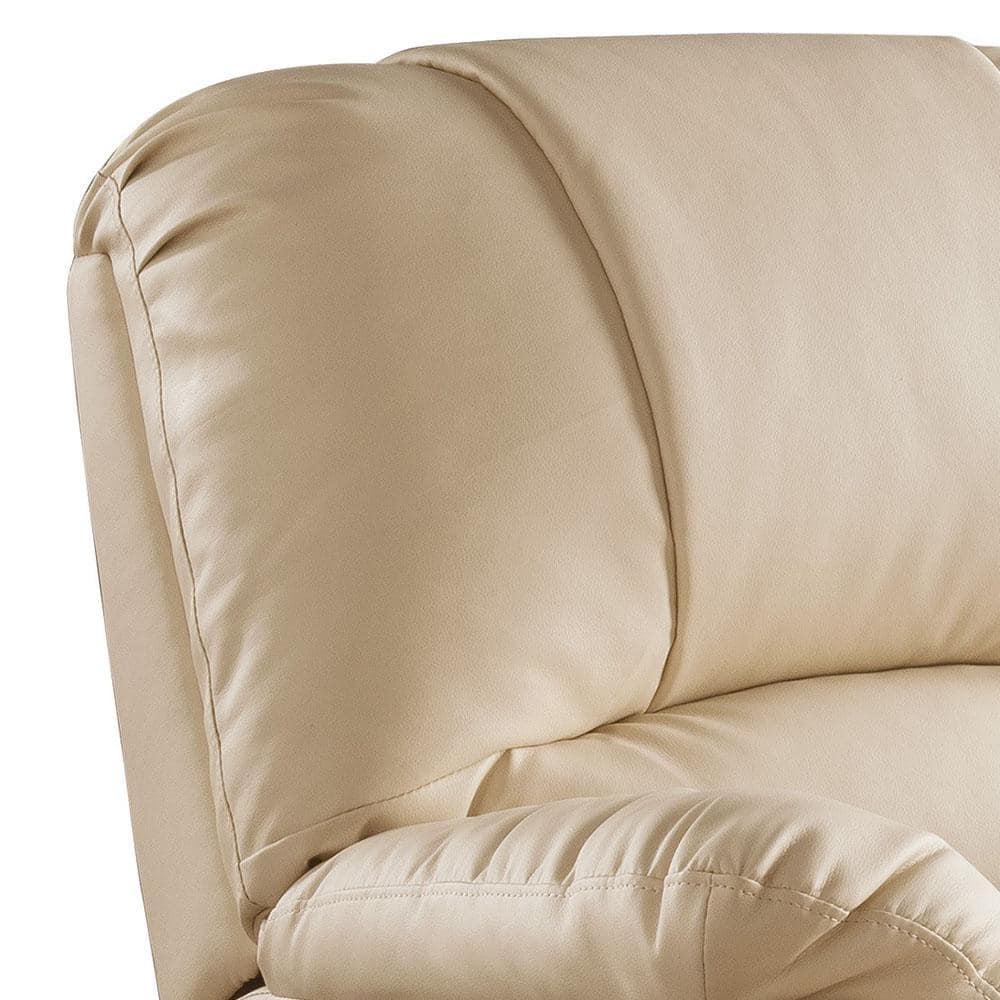 Luxurious Beige Faux Leather Massage Recliner with Power Lift