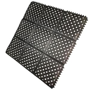 Drain-X Diamond Drain-Thru Black 3 ft. x 3 ft. x 1/2 in. Anti-Fatigue Rubber Kitchen Mat