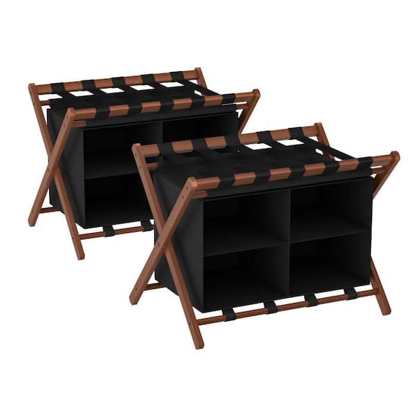 2 Pack Bamboo Luggage Rack for Suitcases, Foldable Space-Saving Luggage Holder for Guest Room, Bedroom, Hotel