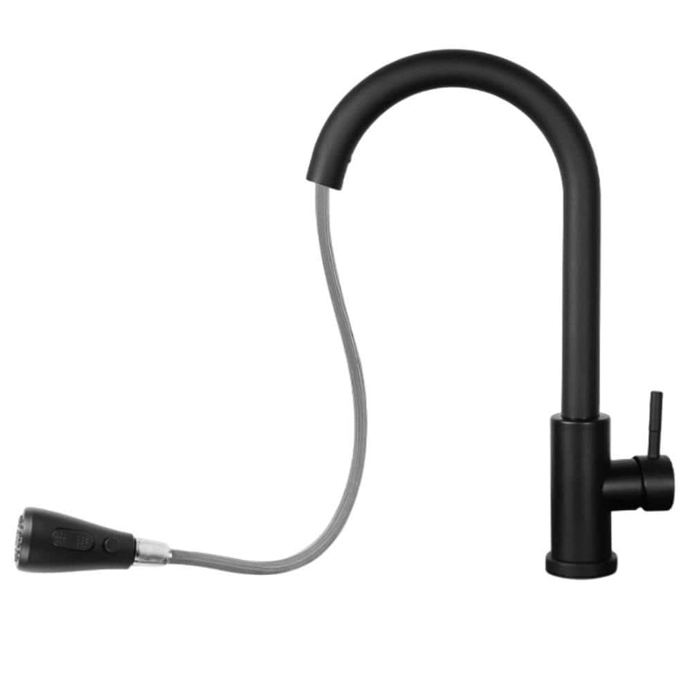 Matte Black Stainless Steel Pull-Down Kitchen Faucet with Spray