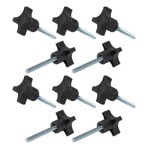‎POWERTEC 1/4 in.-20 4-Start Stud Knob, Threaded Thumb Screw Star Knobs with 2" Stud for Woodworking Jigs and Fixtures (10-Pack)