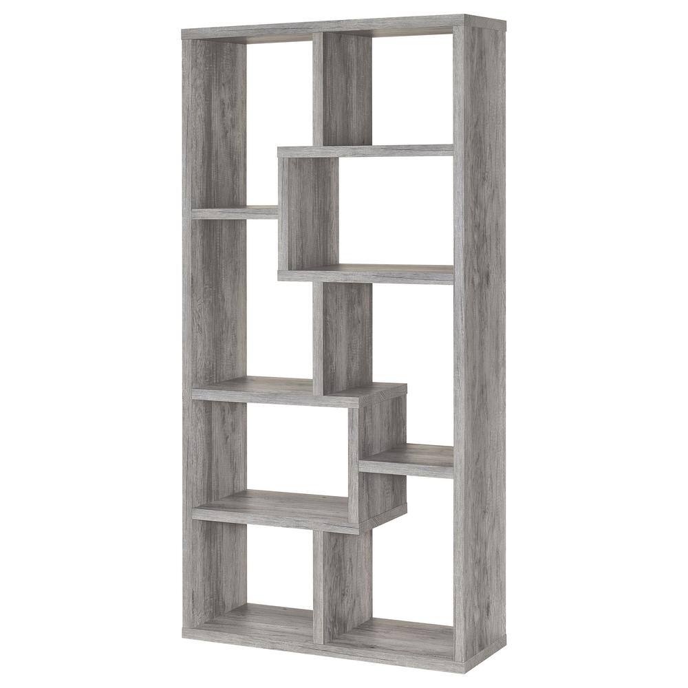 Transitional Driftwood Gray 70.75" Wooden Cube Bookcase