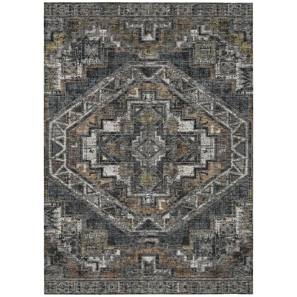 Chantille Machine Washable Indoor/Outdoor Abstract ACN2794 Black 5 ft. x 7 ft. 6 in. Area Rug