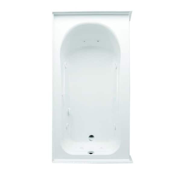 Aquatic Vincenzo Q 66 in. Acrylic Right Drain Rectangular Alcove Whirlpool Bathtub in White