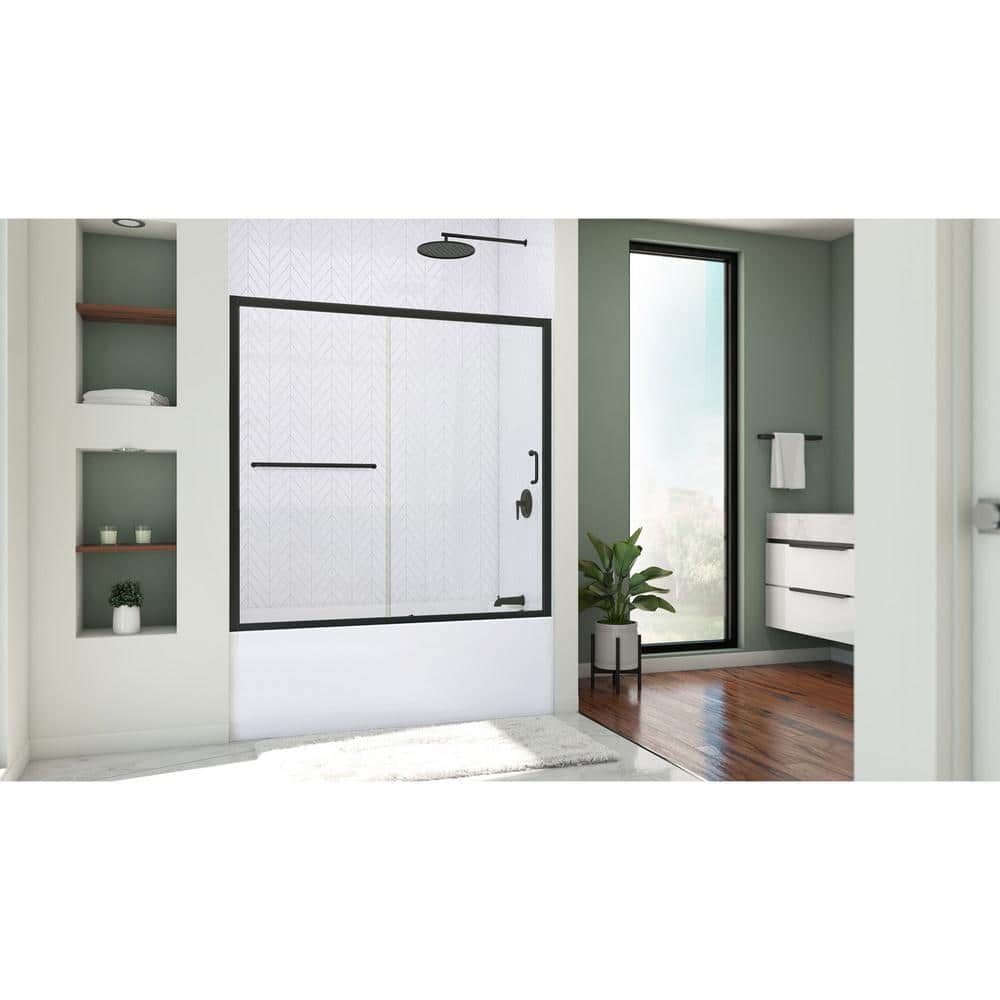 Infinity-Z 60" Matte Black and White Sliding Shower Kit