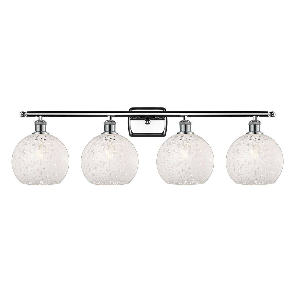 White Mouchette 38 in. 4-Light Polished Chrome Vanity Light with Glass Shade price history on PriceWatchPro