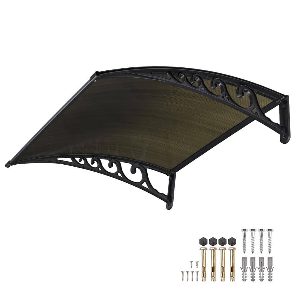 39 in. Polycarbonate Front Door Window Awning (10-1/4 in. H x 38-3/16 in. D
