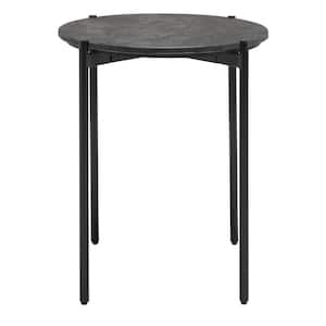Pratt 18.9 in. Black Round Faux Marble End Table
