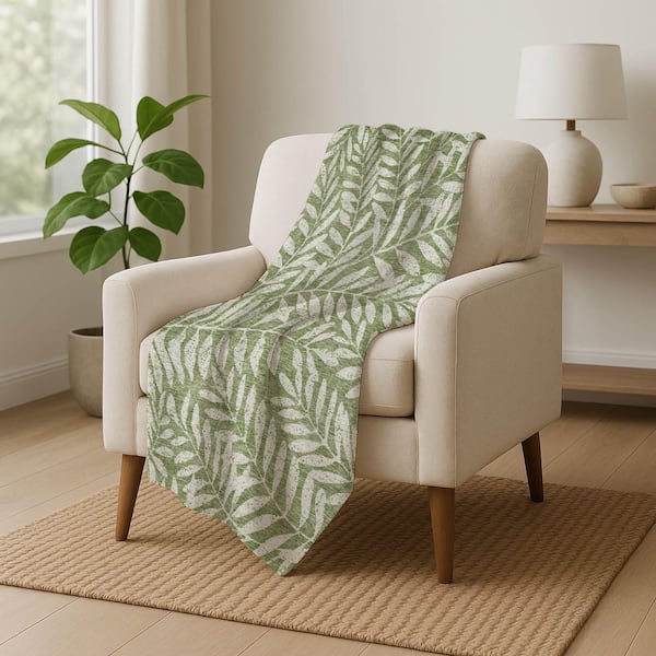 Premium Machine Washable ASB899 Green 50 in. x 70 in. Sherpa Throw Blanket