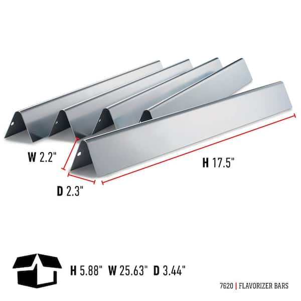 Flavorizer Bars for Weber Genesis II 300 66032 Grill 5-Pack Stainless Steel Set 