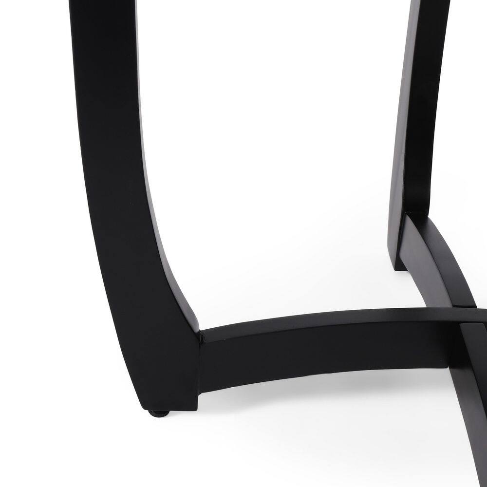 Tavon Black Acacia Wood Round Bistro Table