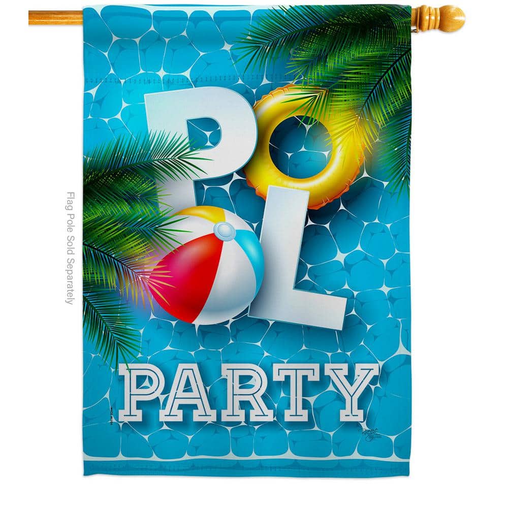 Pool Party House 2-Sided Polyester 40 x 28 in. House Flag Breeze Decor