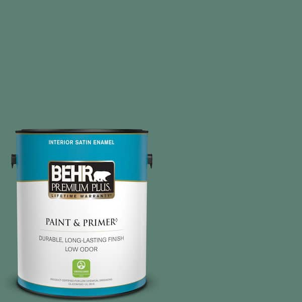 BEHR PREMIUM PLUS 1 gal. #M440-6 Trellis Vine Satin Enamel Low Odor Interior Paint & Primer