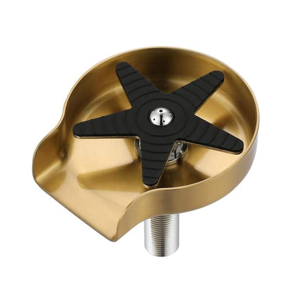 ALEASHA 5 in. Stainless Steel Glass Rinser for Kitchen Sinks in Brushed Gold