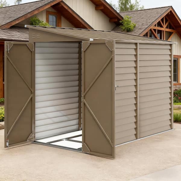 VAMOP 4.7 ft. W x 8.9 ft. D Brown Metal Lean-To Shed with