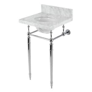 Fauceture 19 in. Marble Console Sink Set with Brass Legs in Marble White/Polished Chrome