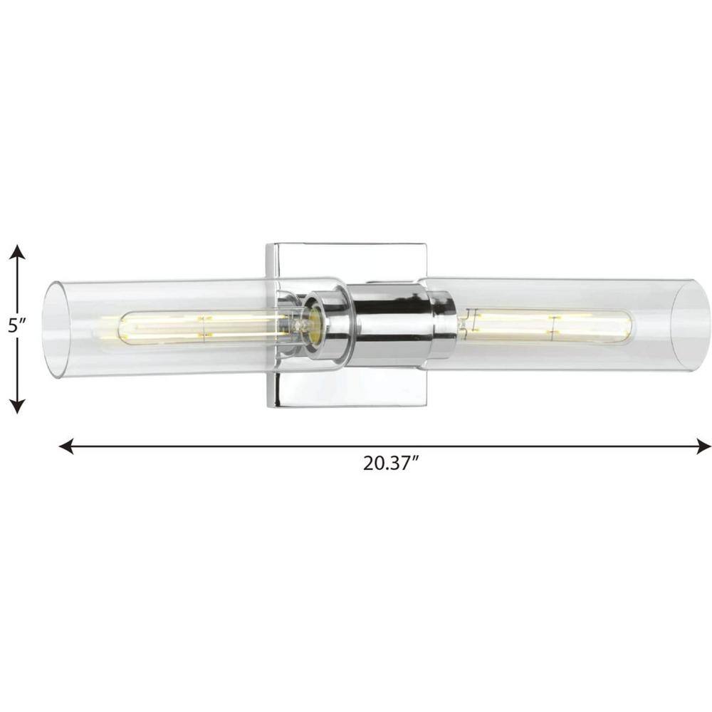Clarion Polished Chrome 2-Light Cylinder Bath Vanity Light