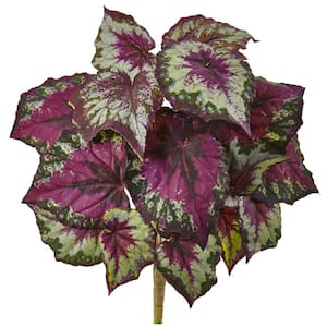 16 in. Artificial Wax Begonia Bush (Set of 6)