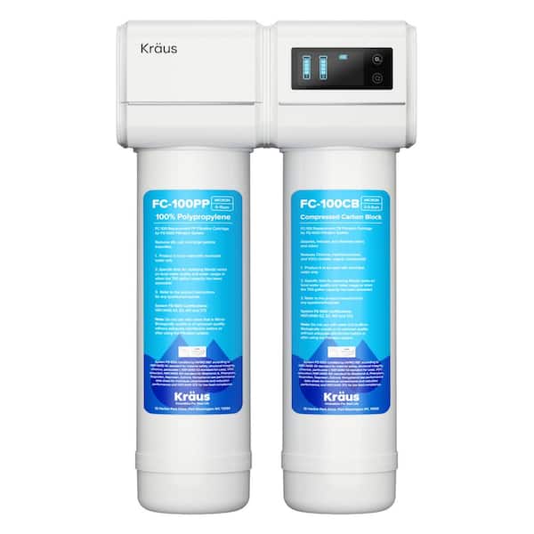 KRAUS Purita 2-Stage Carbon Block Under-Sink Water Filtration System with Digital Display Monitor