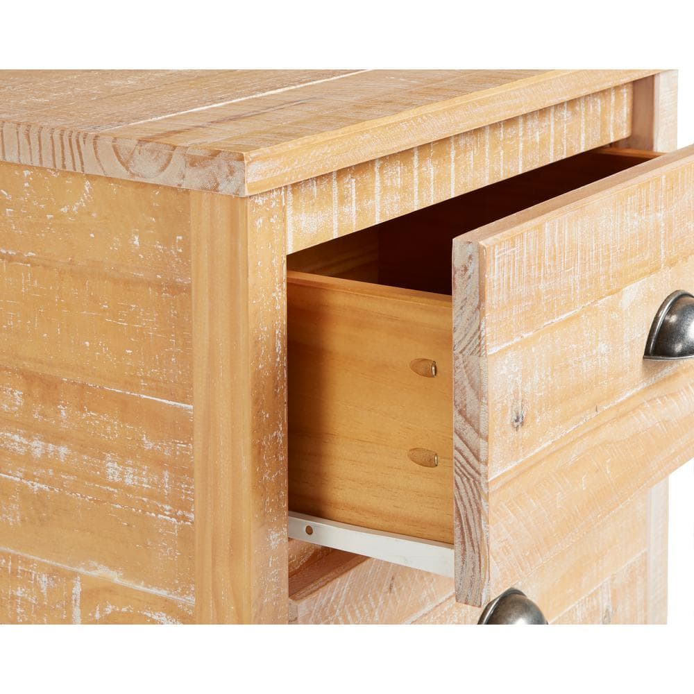 Baja Elegance 2-Drawer Barnwood Nightstand with Steel Accents