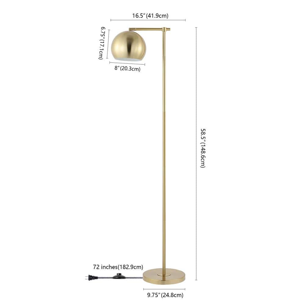 Eva 58.5" Satin Gold Metal Arc Floor Lamp with Dimmable LED