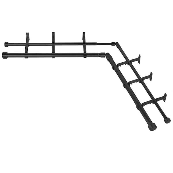1 inch Adjustable Double Bay Window Curtain Rod with Finial 32"-86" - Black