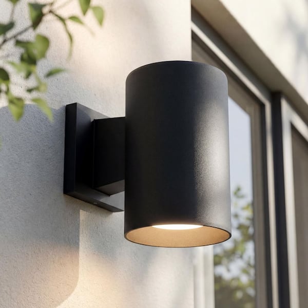 5" Black Outdoor Modern Wall Cylinder for Outdoor Spaces with Up-Down Light Output
