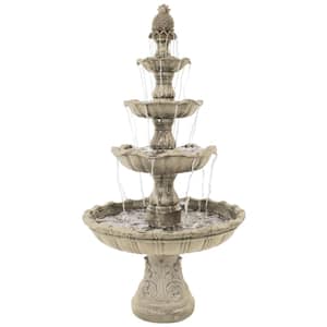 80 in. 4-Tier Electric Powered Grand Courtyard Fountain in Earth