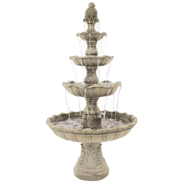 Sunnydaze 80 in. 4-Tier Electric Powered Grand Courtyard Fountain in Earth