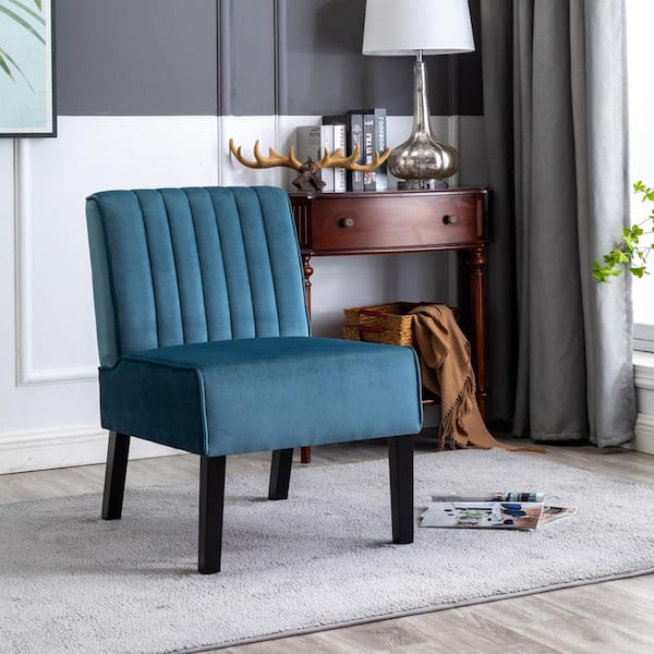 Evans Blue Velvet Accent Chair (Set of 2)