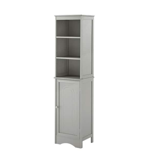 Unbranded 15 in. W x 11.8 in. D x 59.8 in. H Gray Modern Style Bathroom Freestanding Storage Linen Cabinet with Door and Shelf
