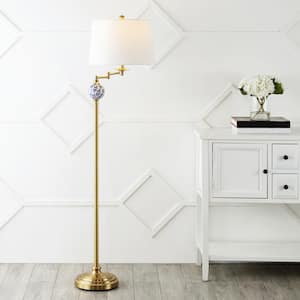 Aveiro 61.5 in. Brass Gold Classic Midcentury Iron LED Floor Lamp