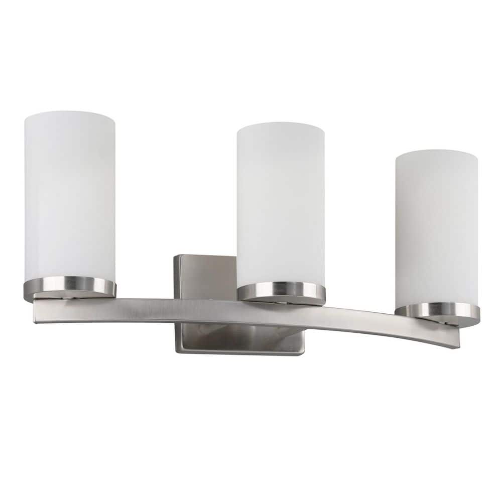 Caelen 22.4 in. 3-Light Satin Nickel Bathroom Vanity Light with Frosted Glass Shades price history on PriceWatchPro