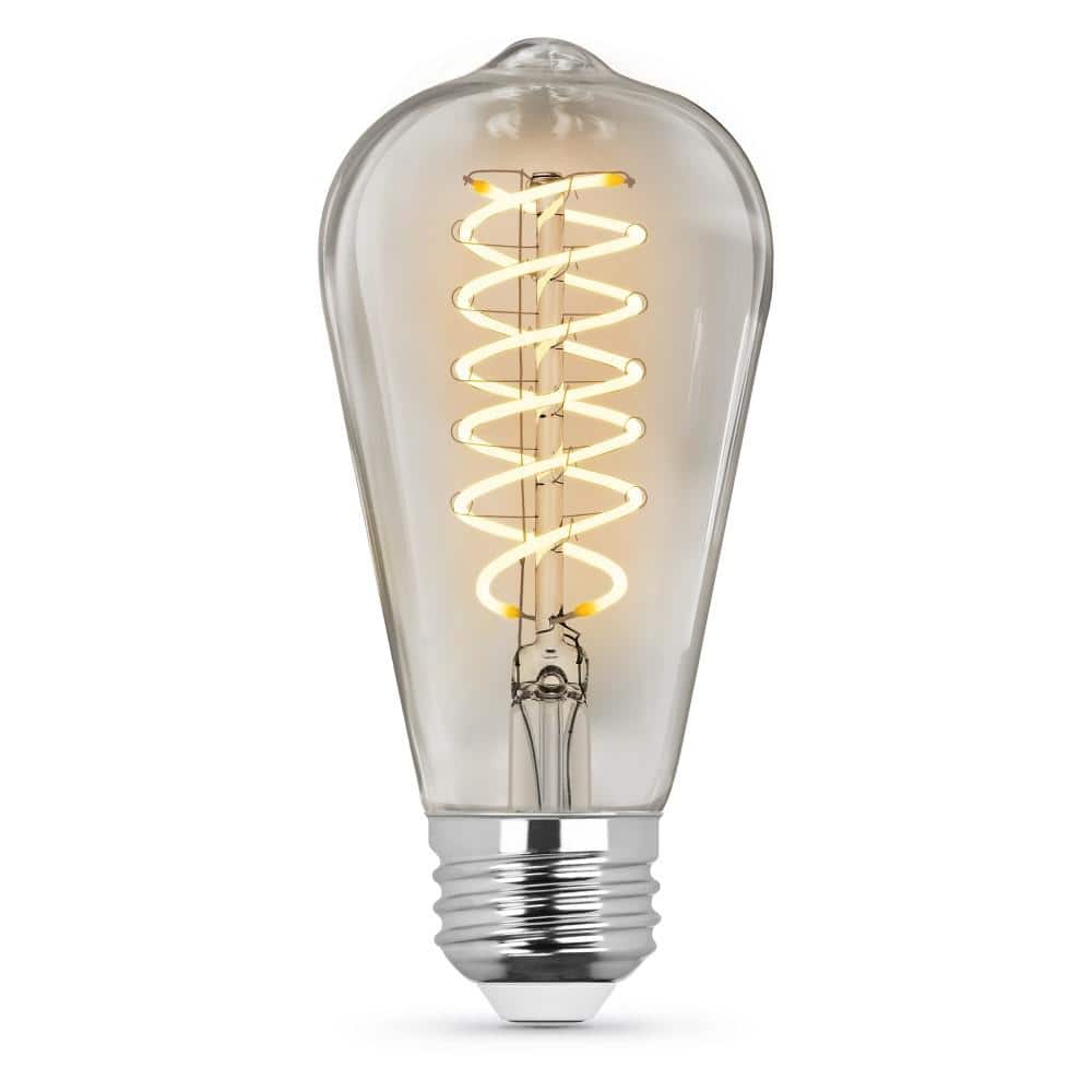 Akkumulering sy Vandt Feit Electric 60-Watt Equivalent ST19 Dimmable Spiral Filament Clear Glass  E26 Vintage Edison LED Light Bulb, Soft White ST1960/S/CL927CAHDRP - The  Home Depot