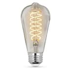 60-Watt Equivalent ST19 Dimmable Spiral Filament Clear Glass E26 Vintage Edison LED Light Bulb, Soft White