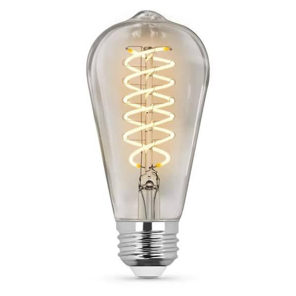 Feit 60-Watt ST19 Dimmable Filament Clear Glass E26 Vintage Edison LED Light Bulb, Soft White - The Home Depot