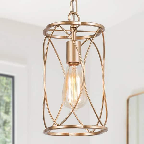 Modern Gold Kitchen Island Pendant Light, 1-Light Mid-Century Dining Room Hanging Pendant Light for Foyer