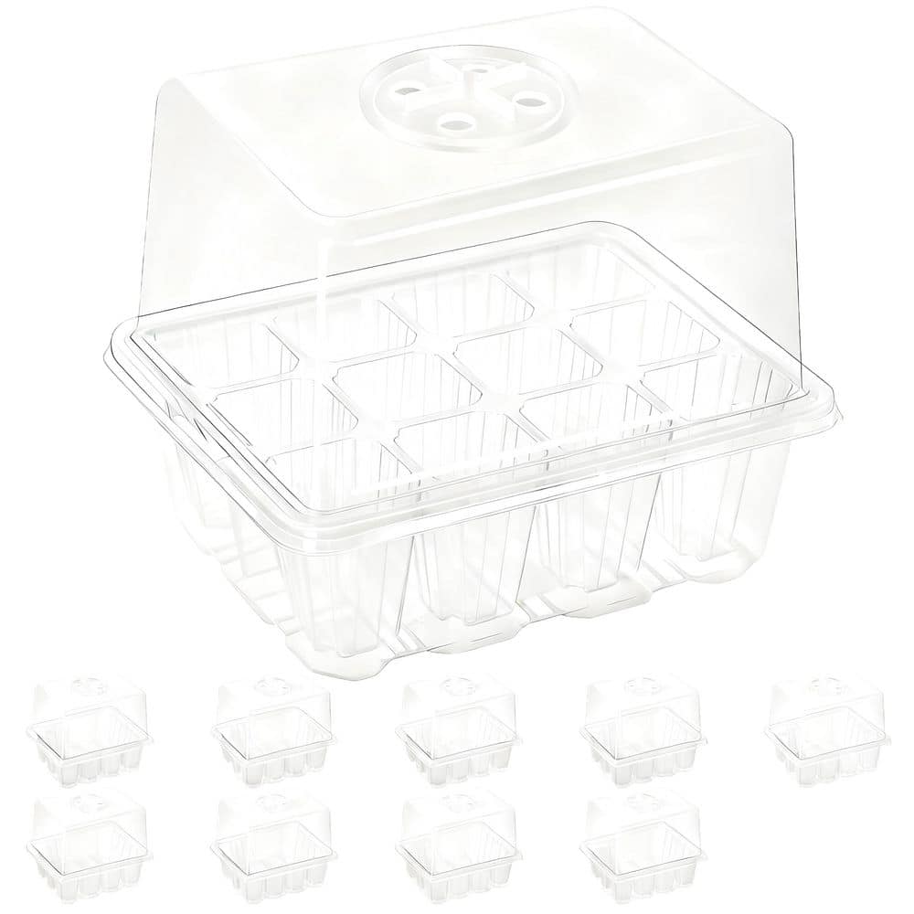 10-Packs Seed Starter Tray, 120 Cells Thicken Seed Starting Trays Kit with Adjustable Humidity Vent, Clear price history on PriceWatchPro