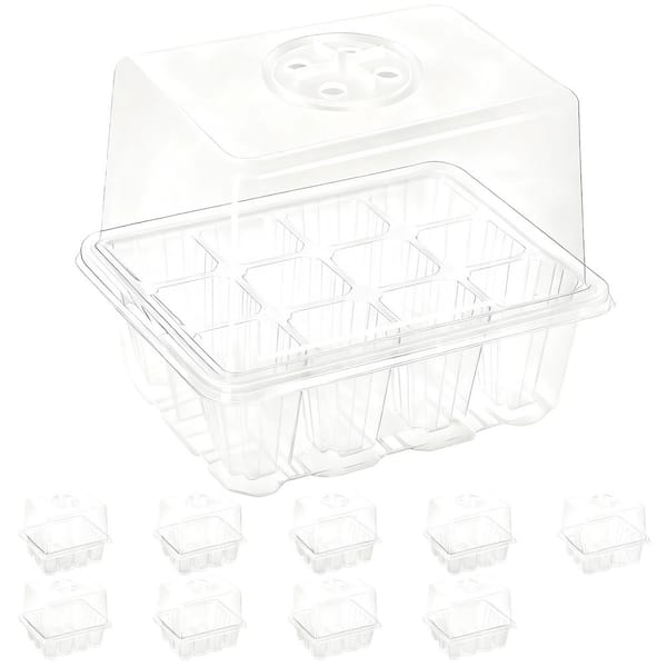 10-Packs Seed Starter Tray, 120 Cells Thicken Seed Starting Trays Kit with Adjustable Humidity Vent, Clear
