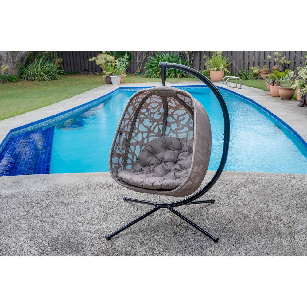 Spanish Gray Hanging Egg Chair with Cushions