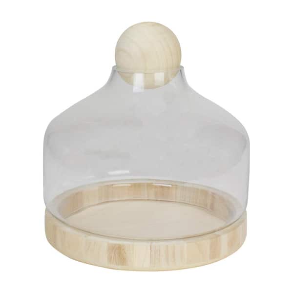 Northlight 12.5 in. Transparent Glass Hurricane with Decorative Wooden Lid and Base