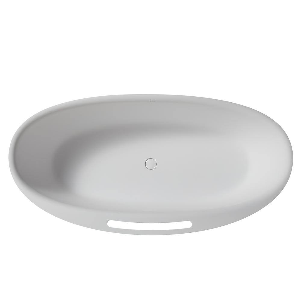 65'' White Fiberglass Freestanding Soaking Bathtub