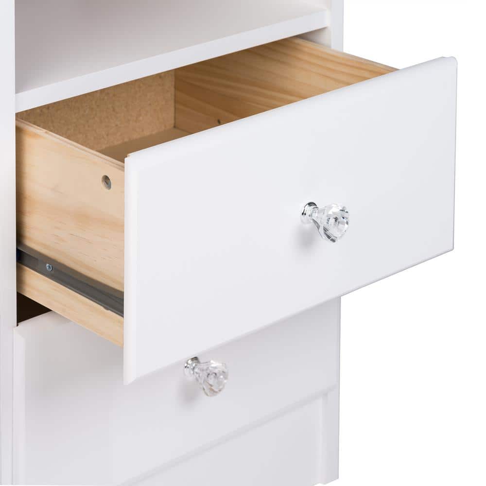 Astrid Crystal White 2-Drawer Nightstand with Acrylic Knobs