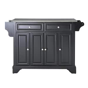 Lafayette Black Kitchen Island with Stainless Steel Top