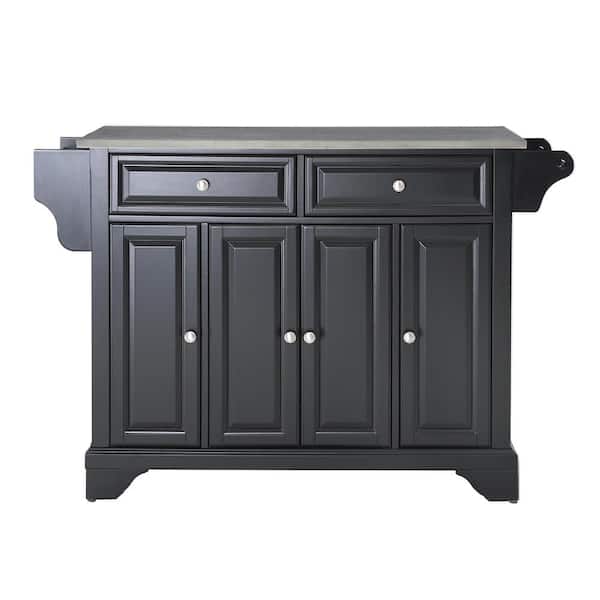 CROSLEY FURNITURE Lafayette Black Kitchen Island with Stainless Steel Top