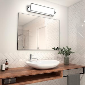Reflection 27 in. 1-Light Chrome Modern Integrated LED Vanity Light Bar for Bathroom