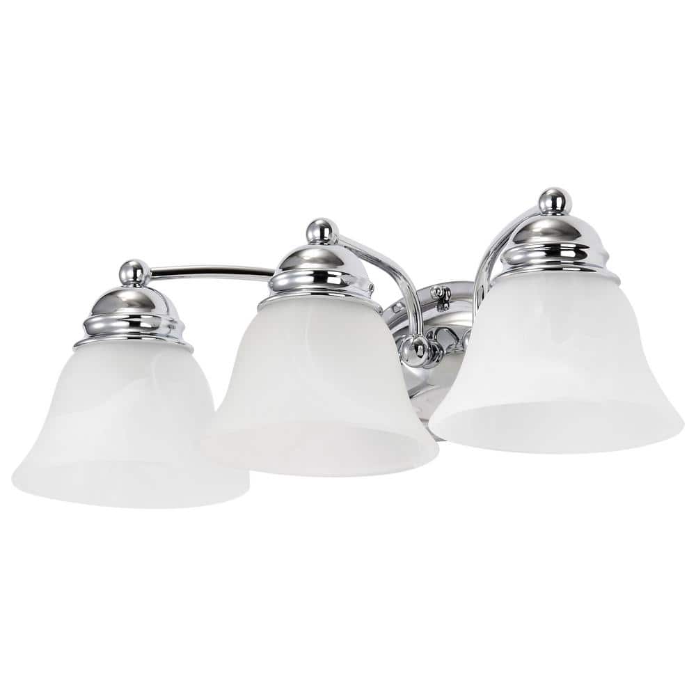 Empire Polished Chrome Three-Light Vanity with Alabaster Glass