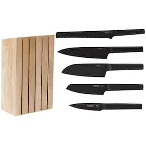 Ron 6-Piece Stainless Steel Knife Block Set, Black